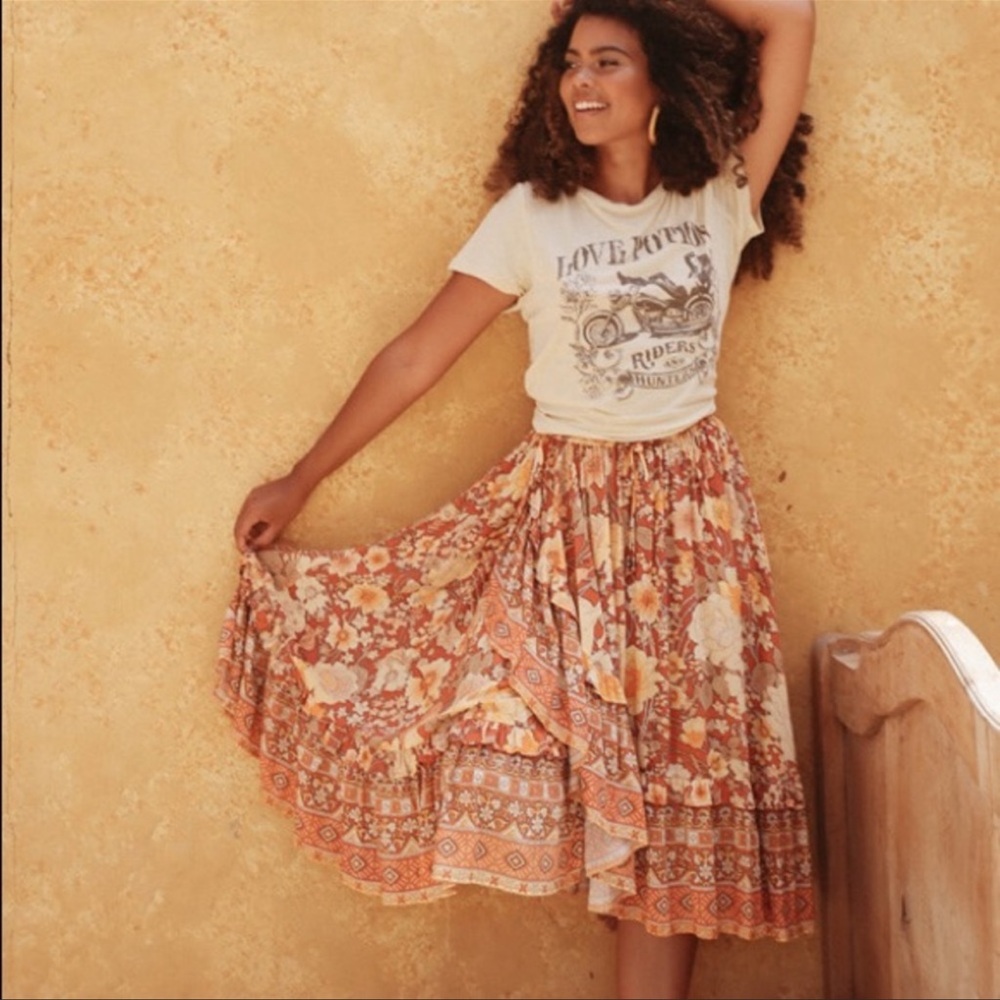 Spell and the Gypsy Collective Lady Amethyst Frill Skirt in Amber, Size Medium